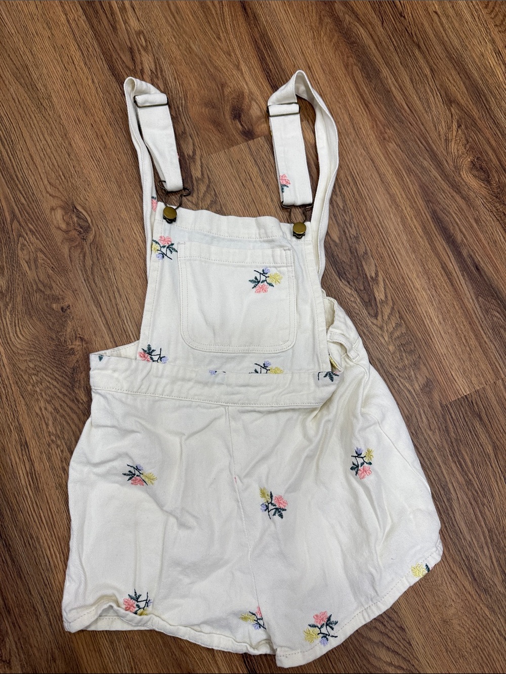 Cider Cream Embroidered Floral Overall Romper